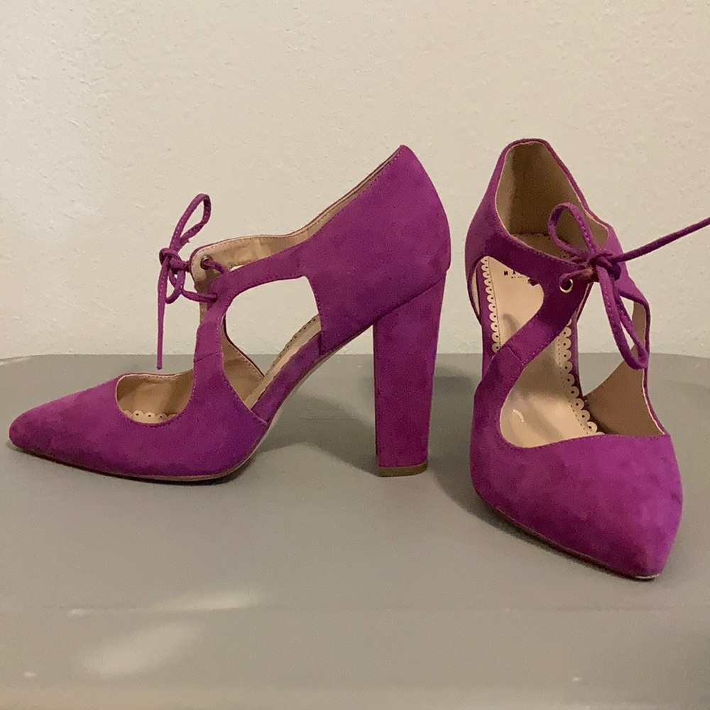 Madison magenta suede chunky heel heels size 7.5